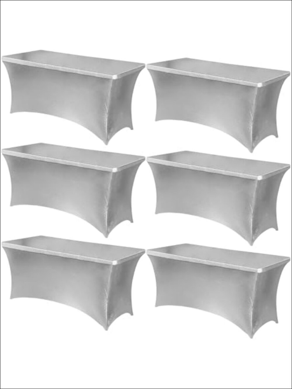 6 Pack Stretch Spandex Table Covers for 6ft Tables Fitted Elastic